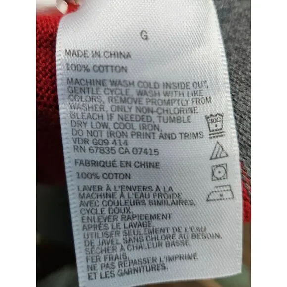 Nautica Red Gray Striped Quarter Zip Sweater Men's Size Large Cotton - Picture 5 of 7